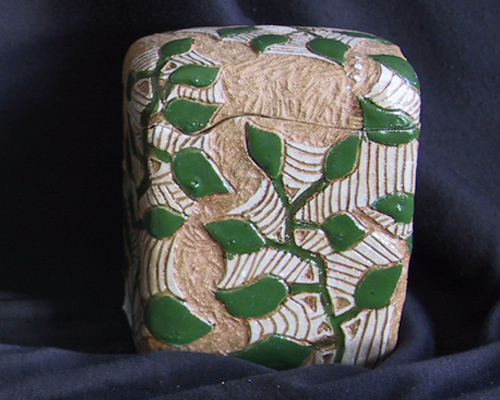 Handmade Ceramic Box with Leaves at the Heider Center Art Gallery