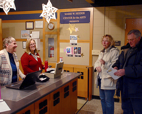 People purchasing show tickets at the Box Office at the Heider Center in West Salem, WI